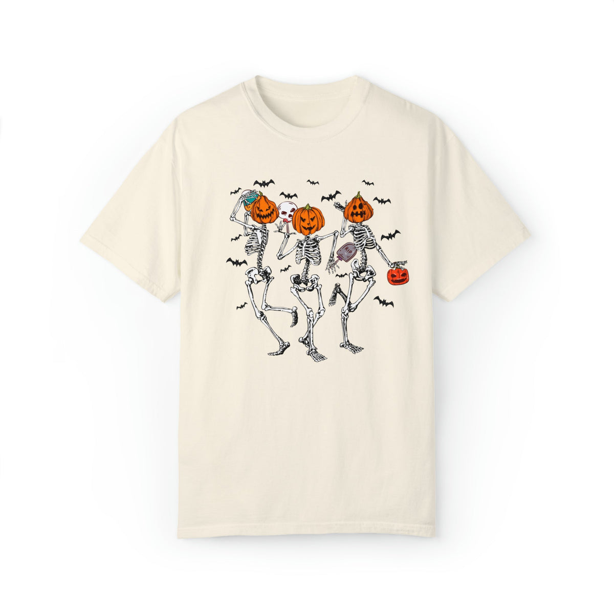 Unisex COMFORT COLOR Dancing Skeleton Halloween Shirt, spooky season pumpkin autumnal