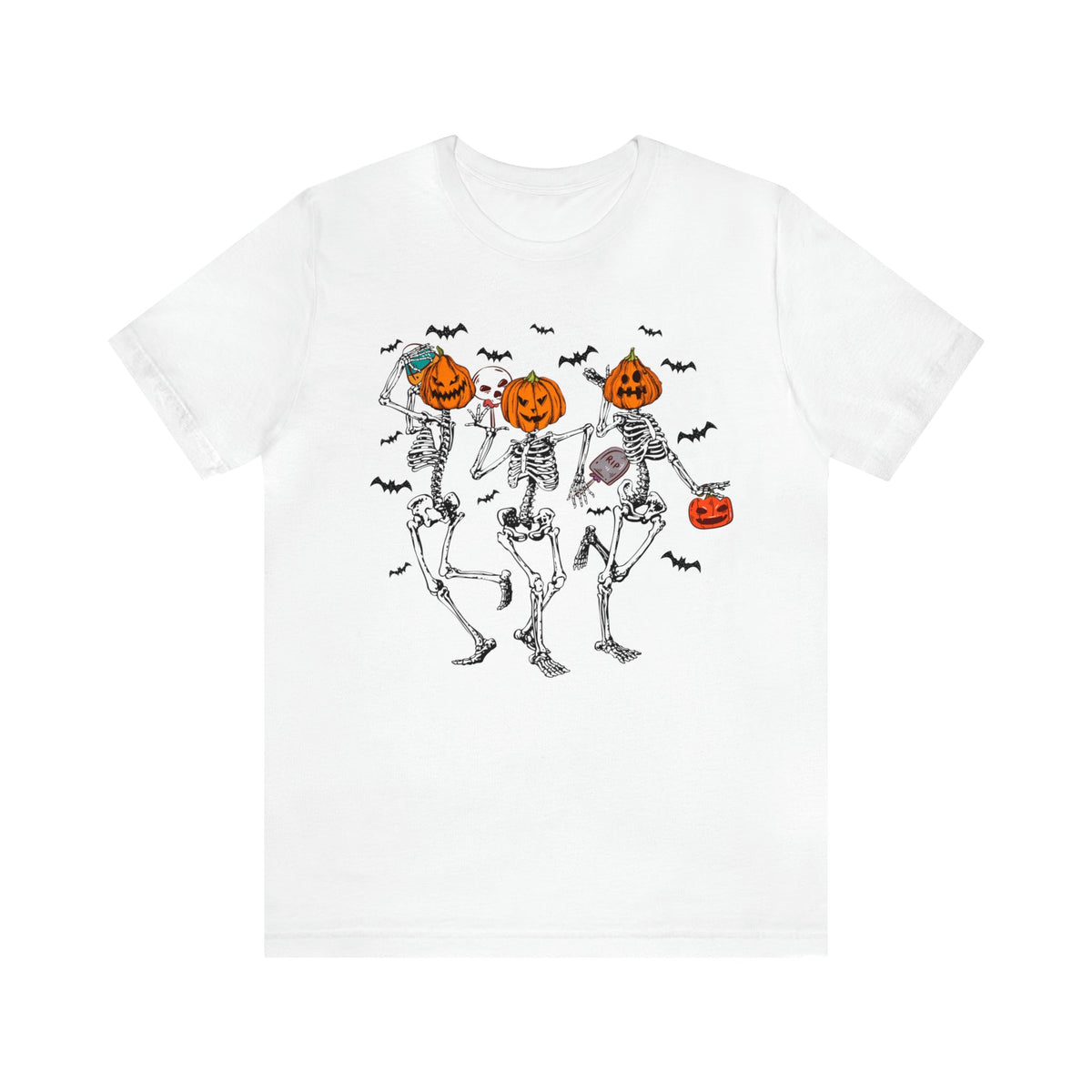 Unisex BELLA CANVA dancing skeletons pumpkin shirt skeletons shirting