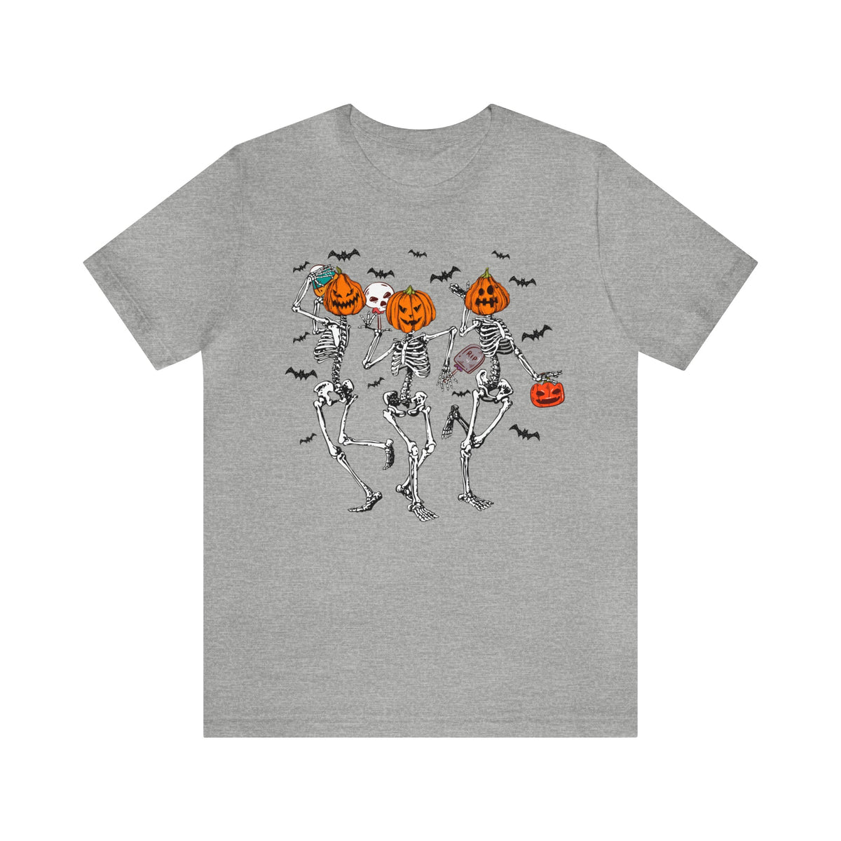 Unisex BELLA CANVA dancing skeletons pumpkin shirt skeletons shirting