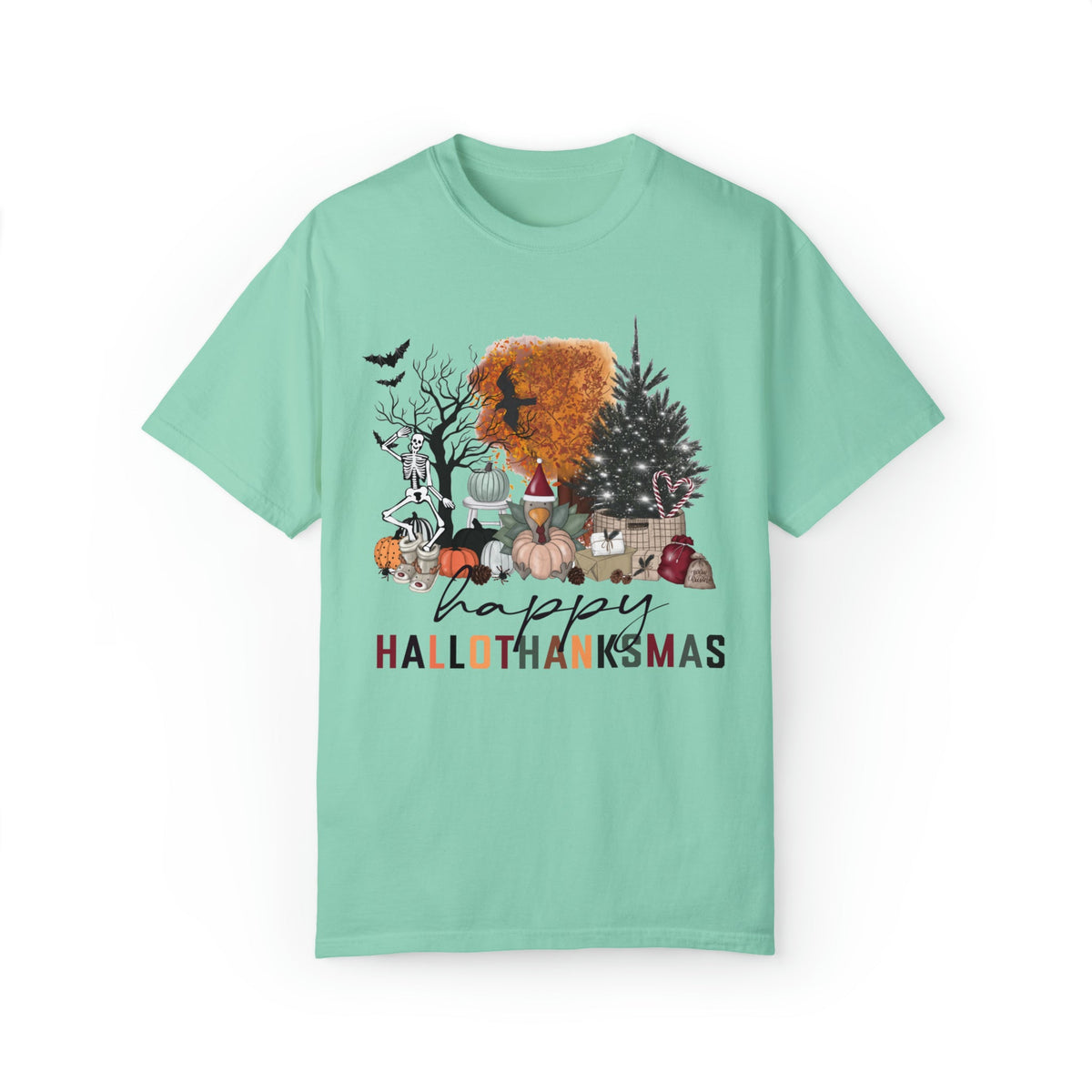 Unisex COMFORT COLORS T-Shirt Happy HalloThanksMas Funny Fall