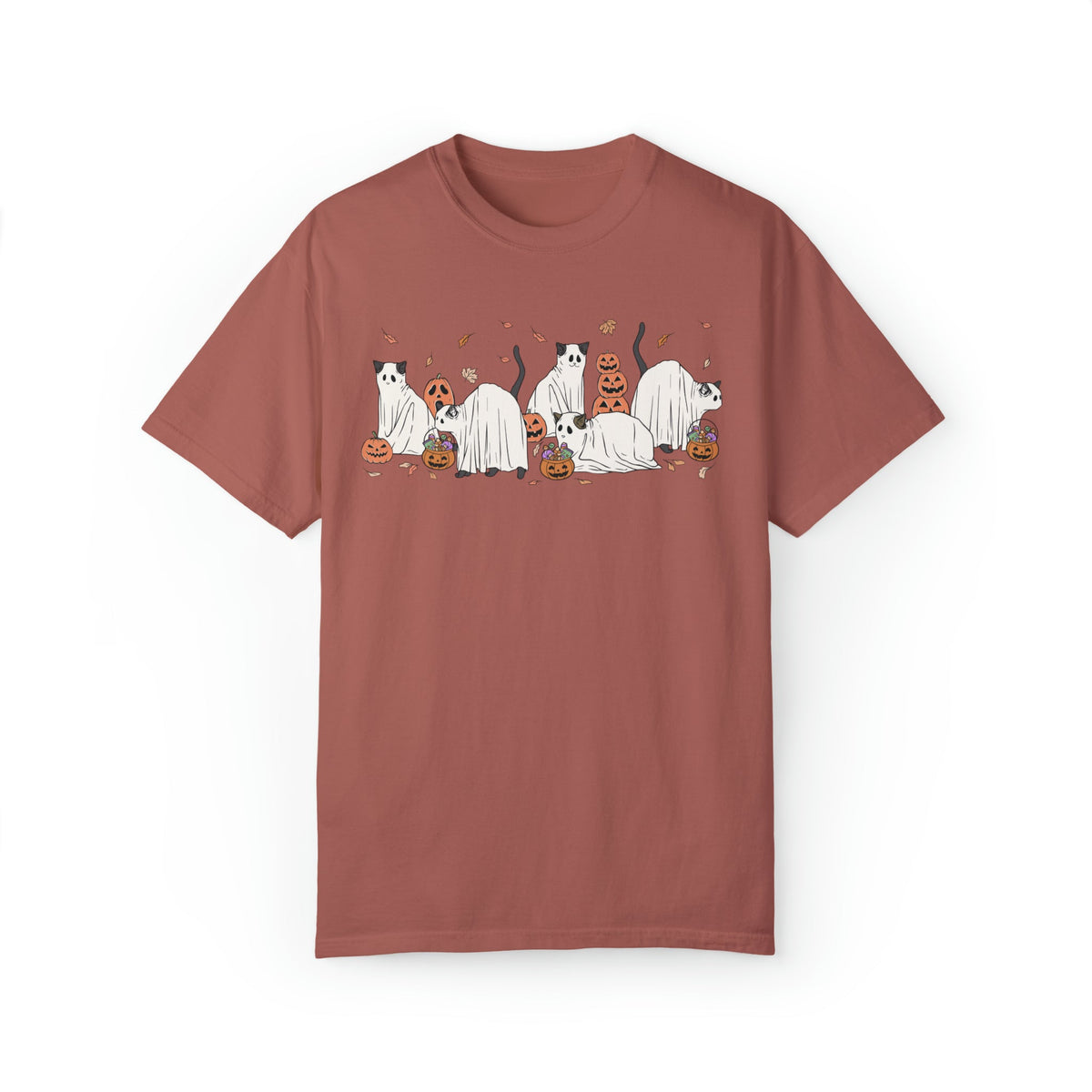 Unisex COMFORT COLORS T-Shirt Halloween Cute Cat Ghosts