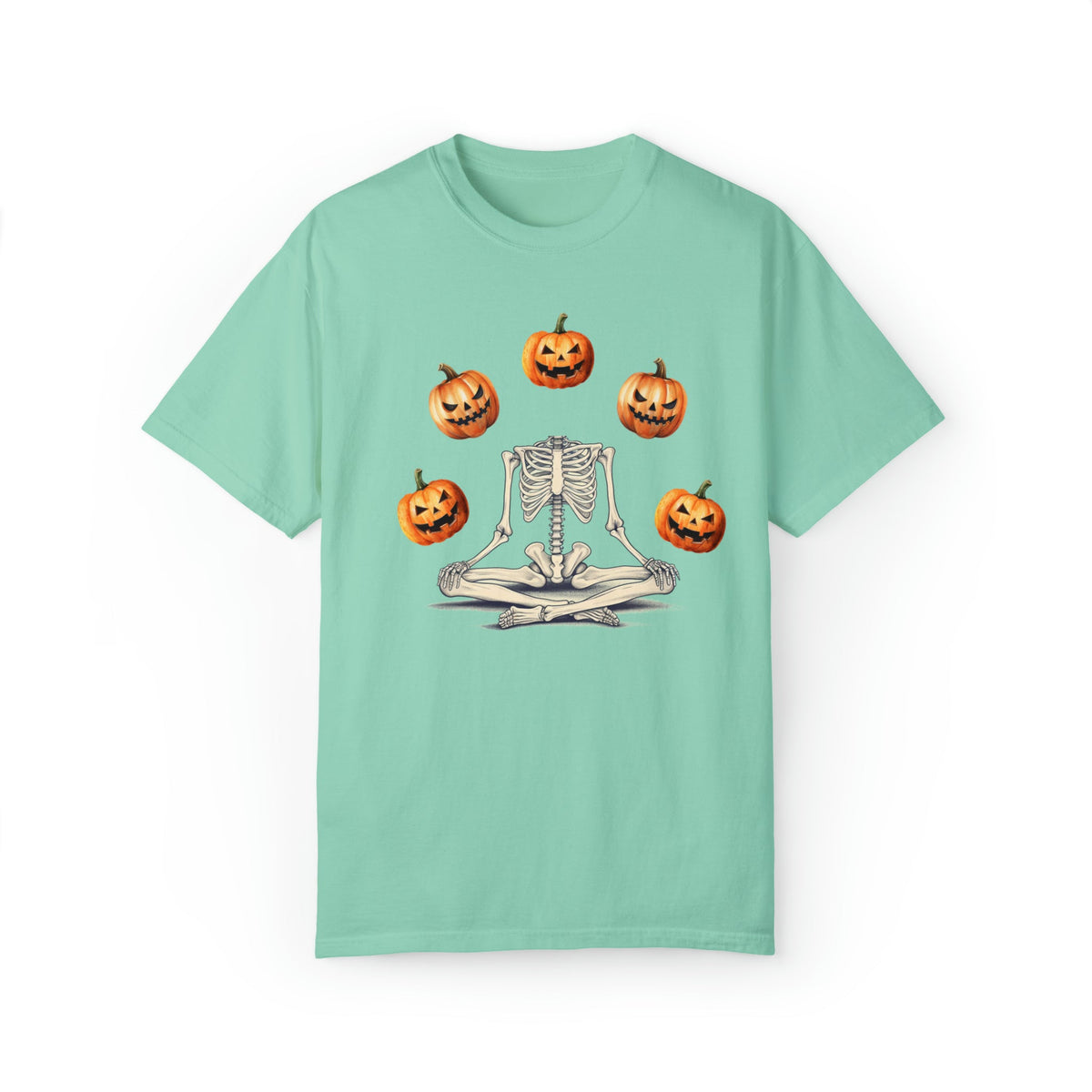 Unisex COMFORT COLORS funny Skeleton pumpkin shirt, ghostly pumpkin autumnal crewneck