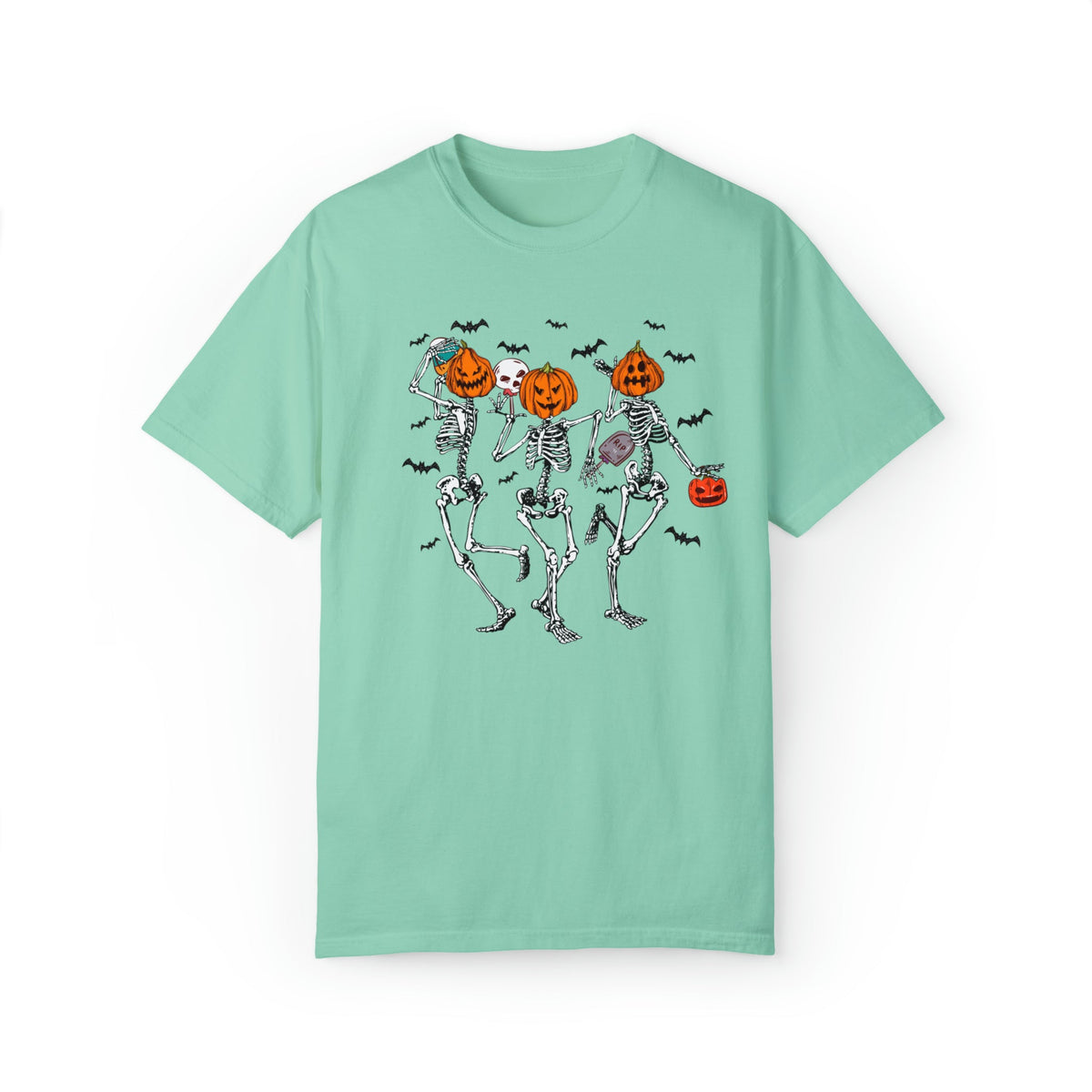 Unisex COMFORT COLOR Dancing Skeleton Halloween Shirt, spooky season pumpkin autumnal