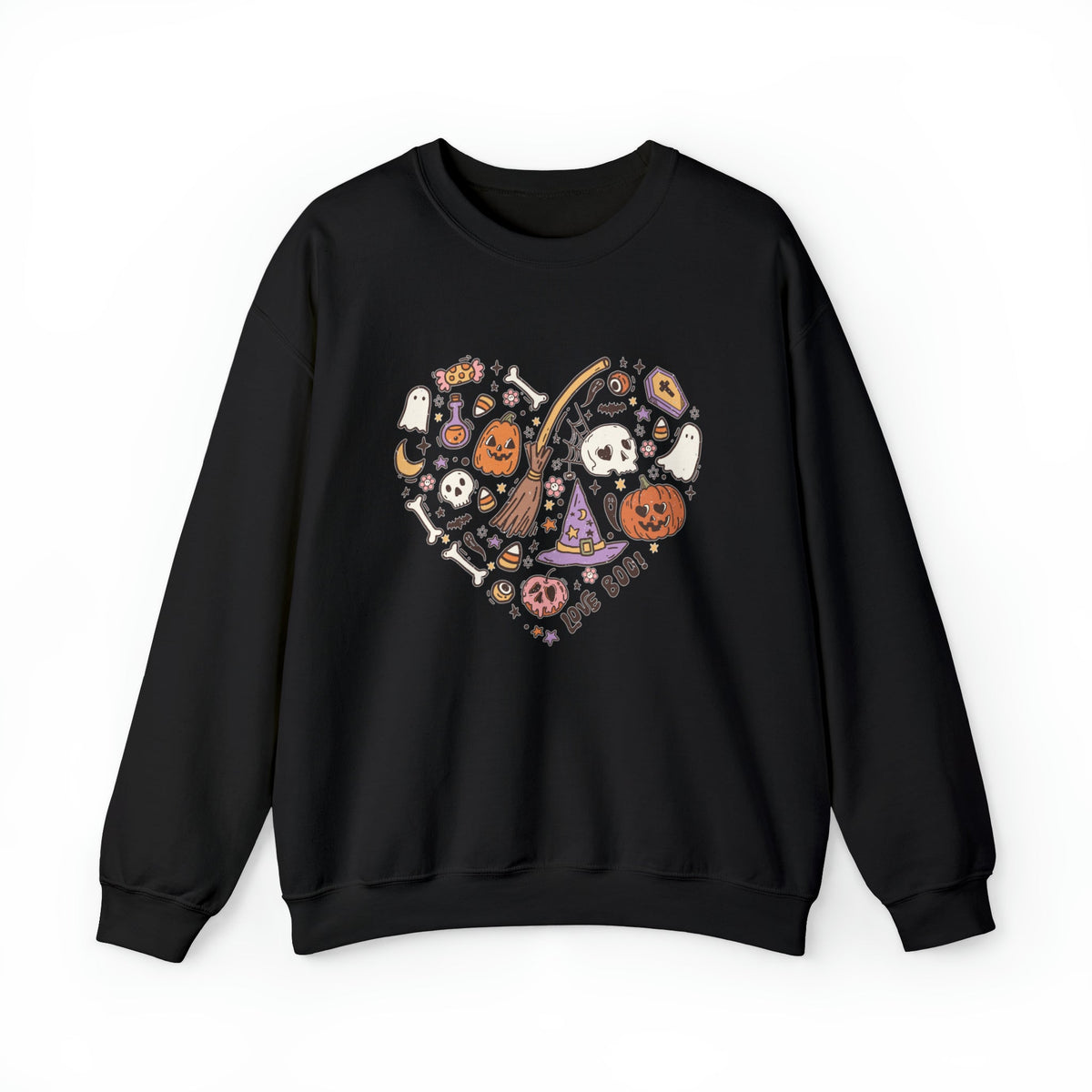 Unisex Sweatshirt Halloween Heart Doodles Cute Halloween Theme Shirt