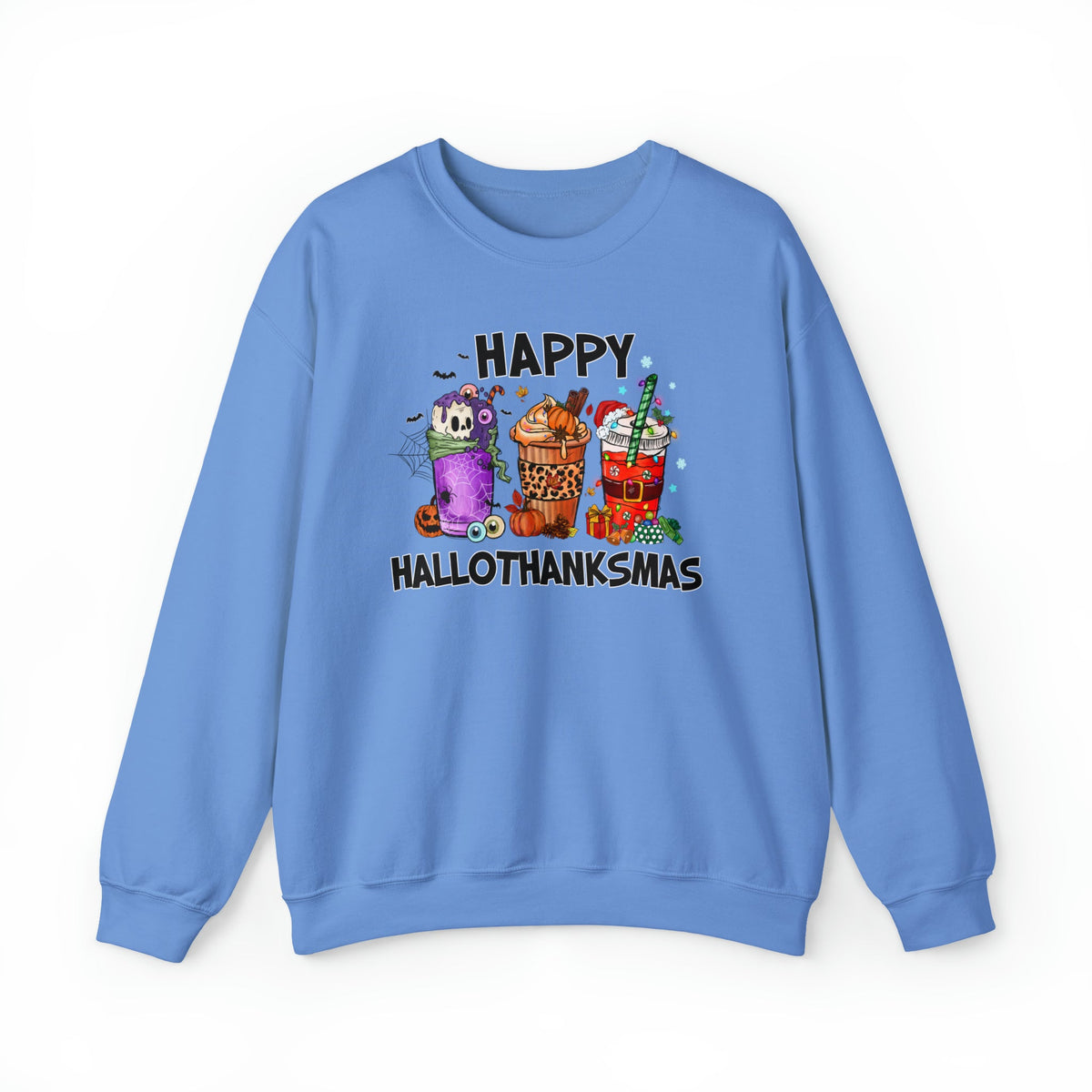 Unisex Sweatshirt HalloThanksMas Drinks Trendy Halloween Thanksgiving Christmas Drinks