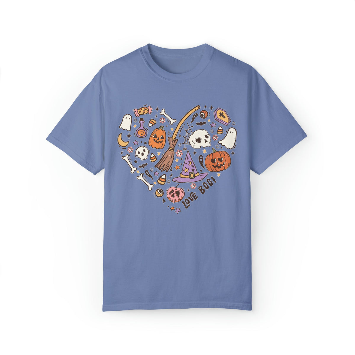 COMFORT COLORS T-Shirt Halloween Heart Doodles Cute Halloween Theme Shirt