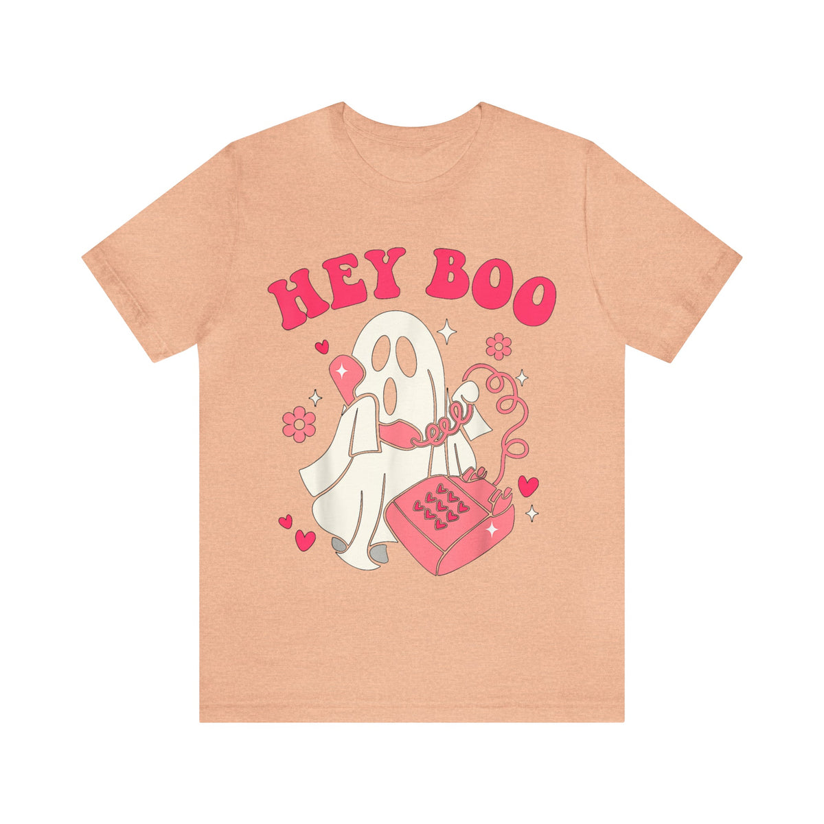 Unisex BELLA CANVA T-Shirt Hey Boo Cute Ghost Face