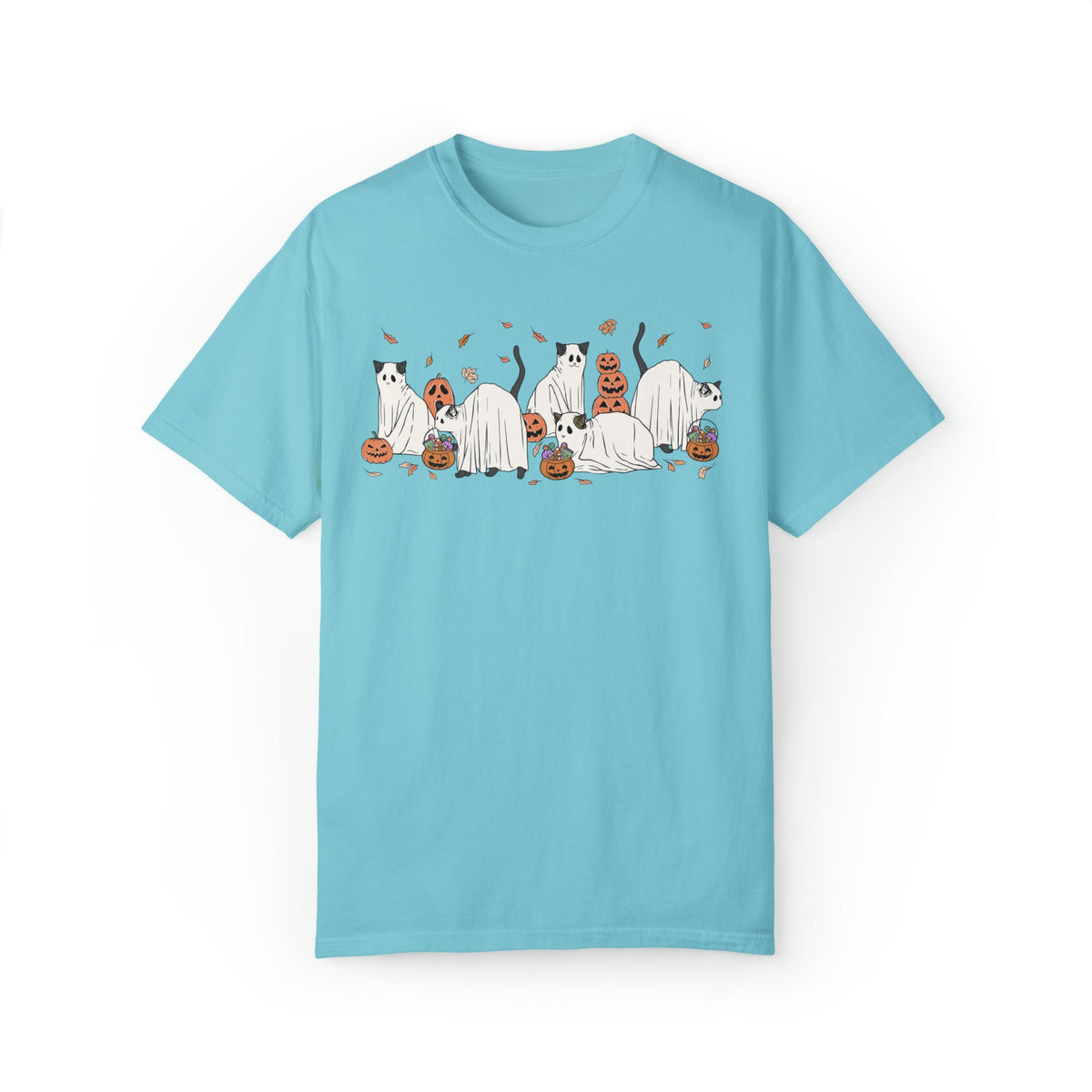 Unisex COMFORT COLORS T-Shirt Halloween Cute Cat Ghosts