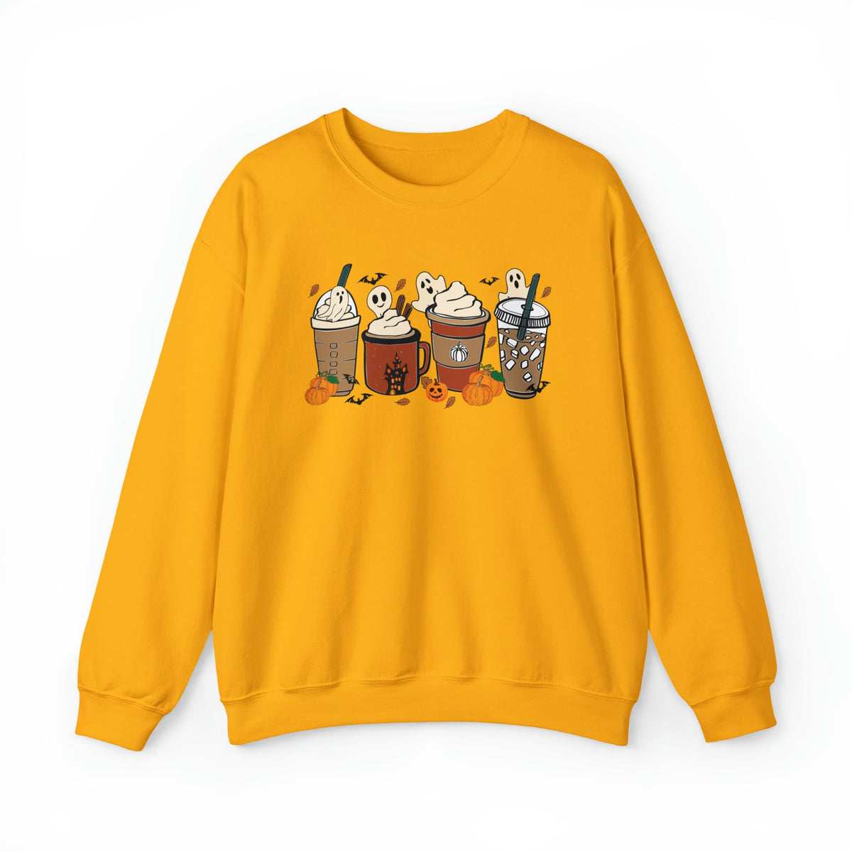 Unisex Sweatshirt Cute Spooky Ghost Coffee, Halloween Pumpkin Spice Fall Drinks Latte