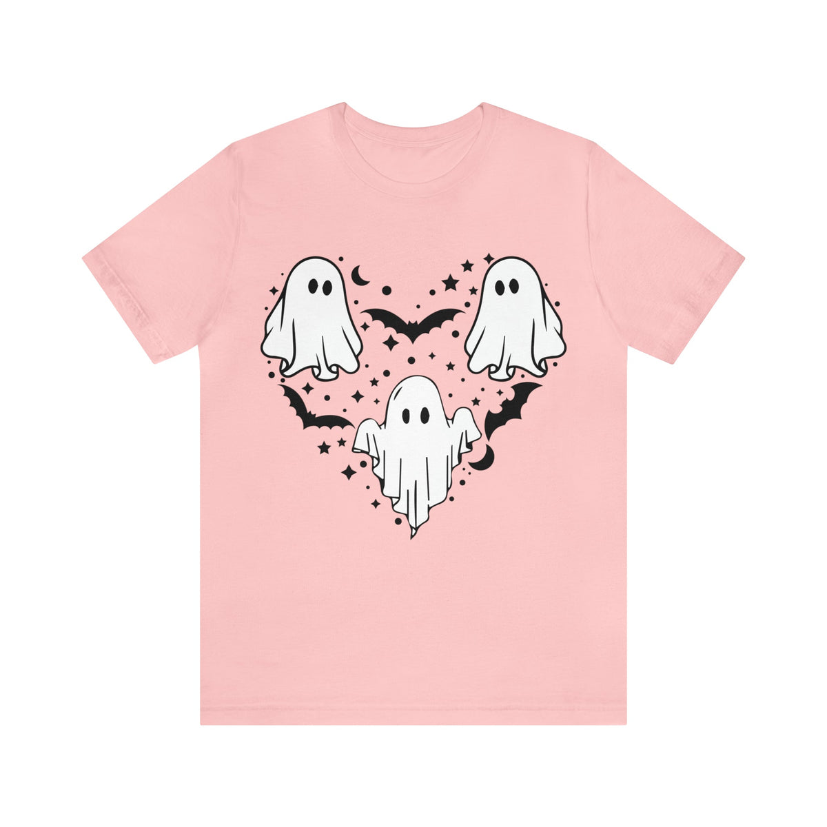 Unisex BELLA CANVA T-Shirt Halloween mystical ghost Doodle Heart Cute Spooky Ghost