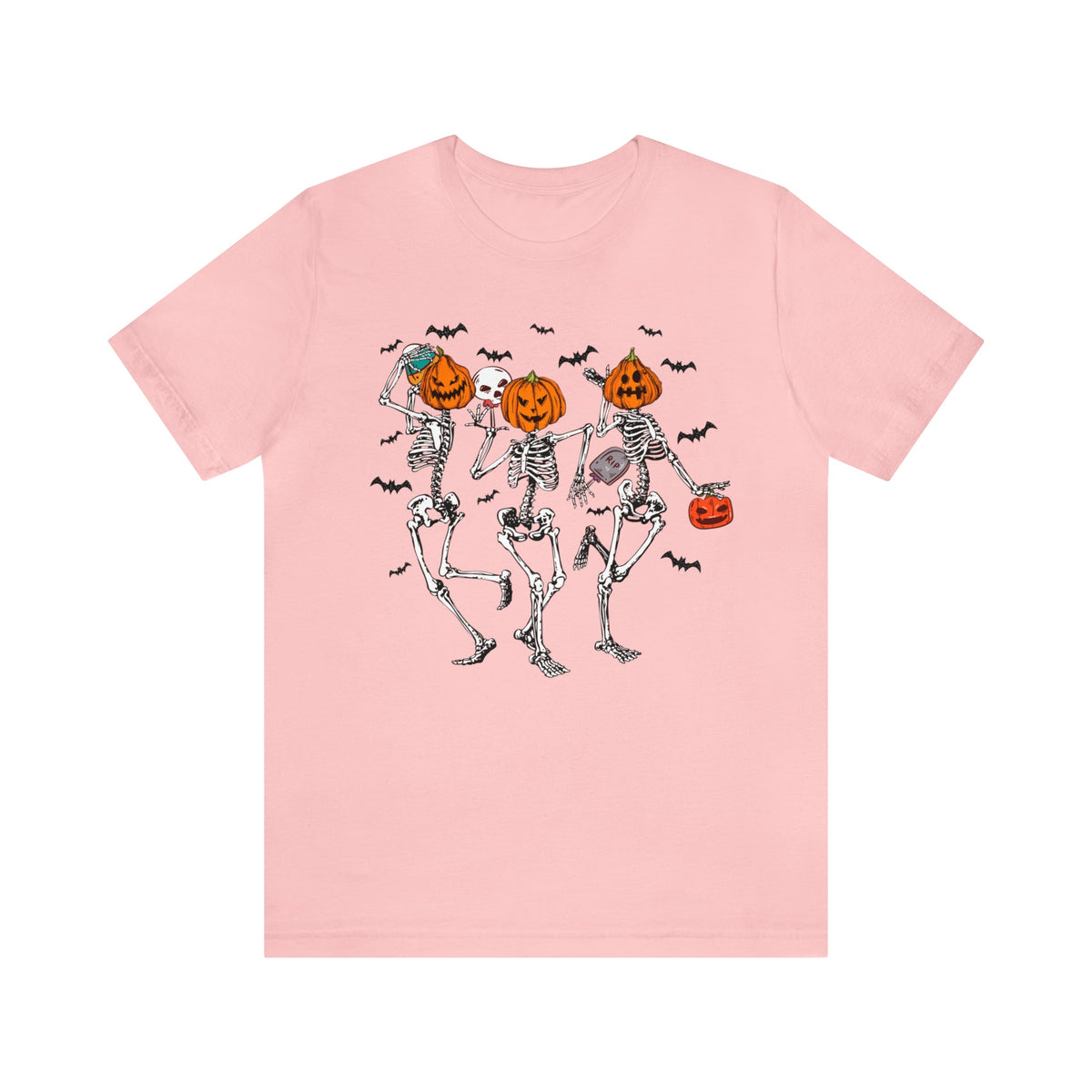 Unisex BELLA CANVA dancing skeletons pumpkin shirt skeletons shirting