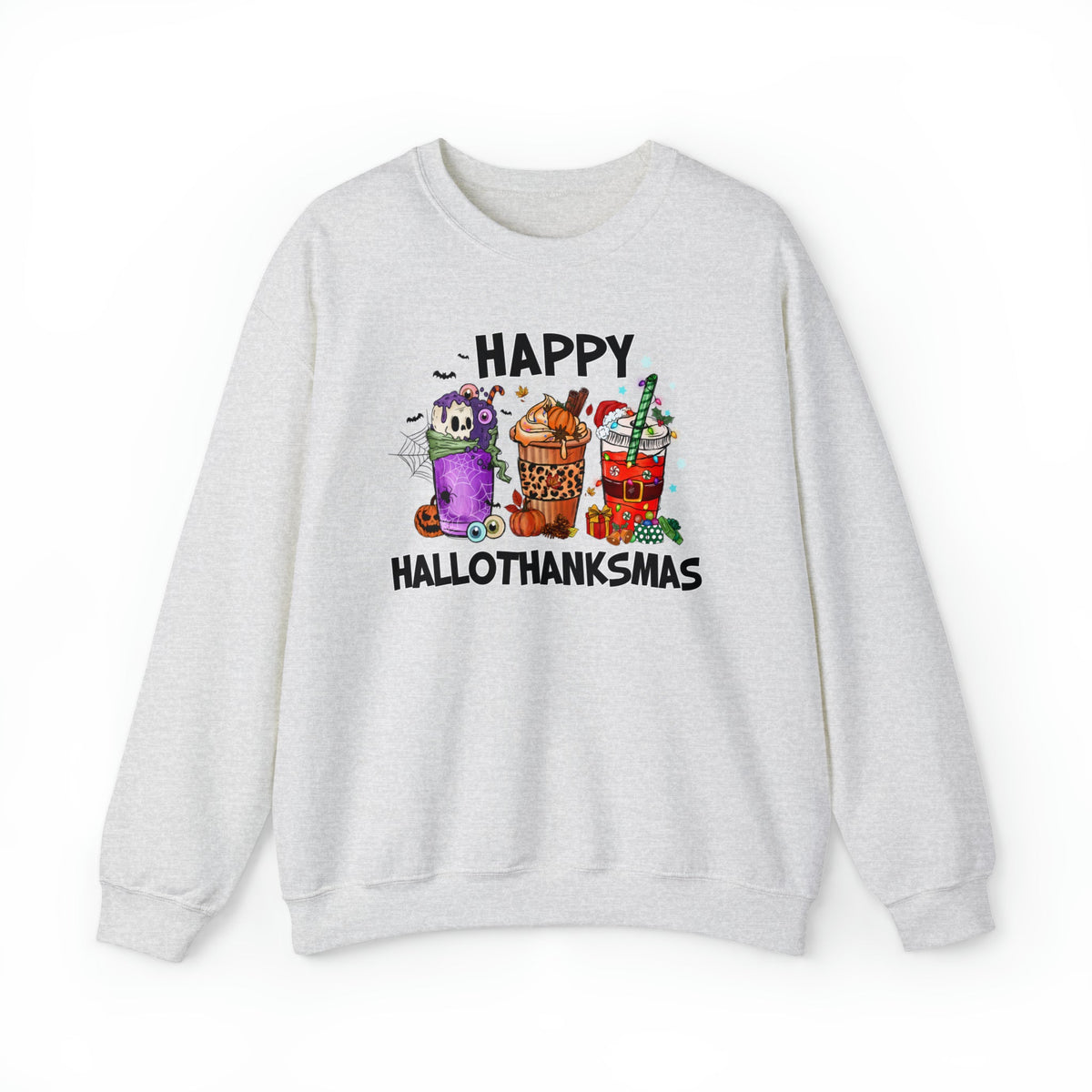 Unisex Sweatshirt HalloThanksMas Drinks Trendy Halloween Thanksgiving Christmas Drinks