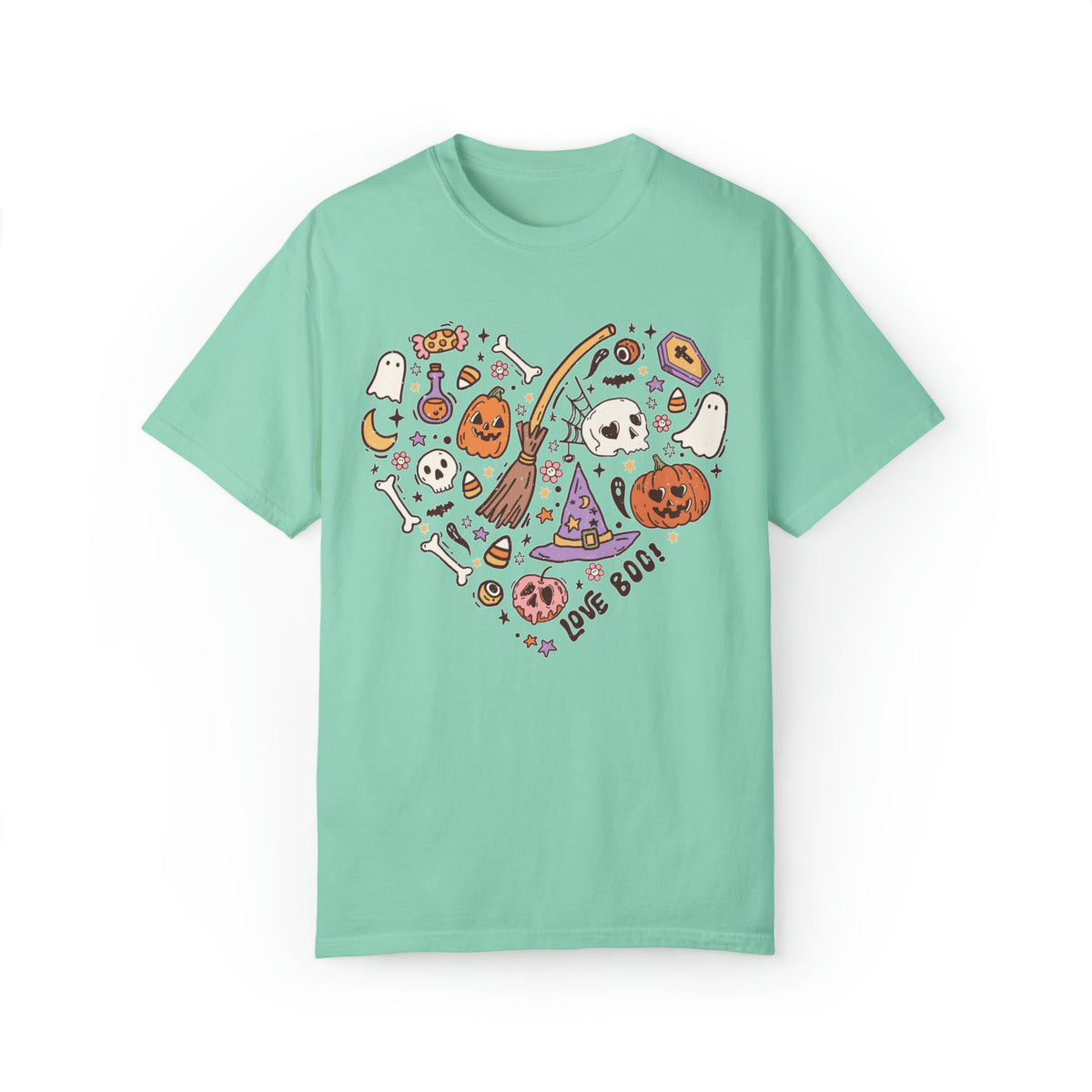 COMFORT COLORS T-Shirt Halloween Heart Doodles Cute Halloween Theme Shirt