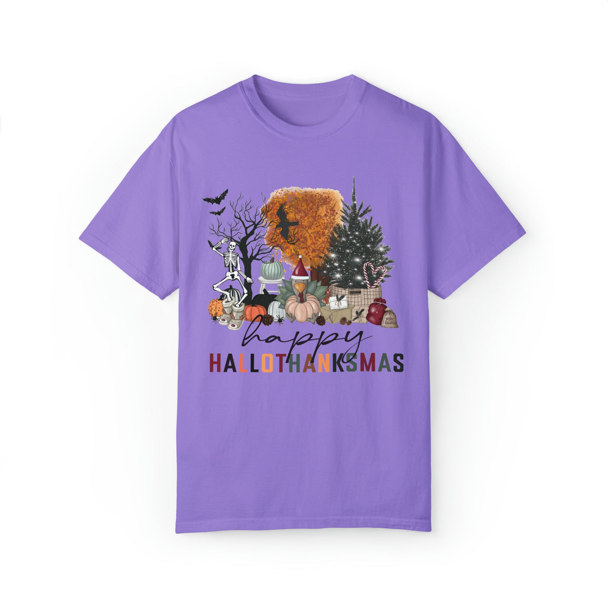 Unisex COMFORT COLORS T-Shirt Happy HalloThanksMas Funny Fall