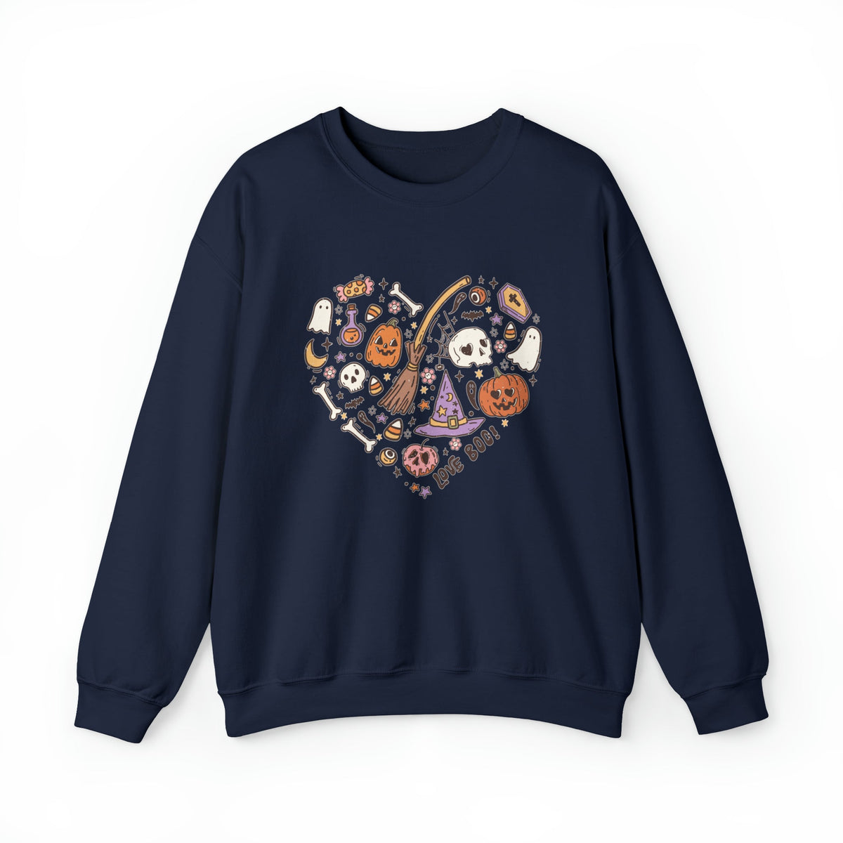 Unisex Sweatshirt Halloween Heart Doodles Cute Halloween Theme Shirt