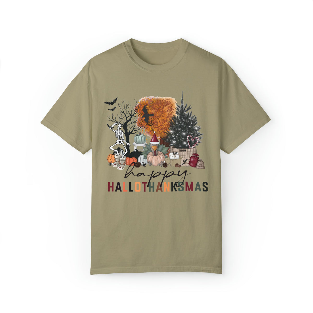 Unisex COMFORT COLORS T-Shirt Happy HalloThanksMas Funny Fall