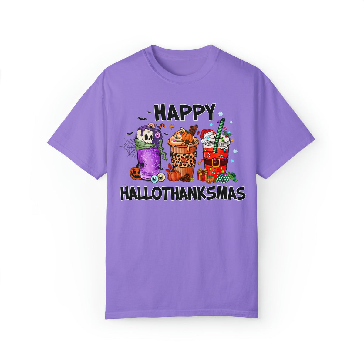 Unisex COMFORT COLORS T-Shirt HalloThanksMas Drinks Tre Thanksg Drinks