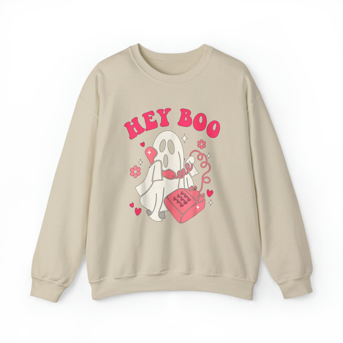 Unisex Sweatshirt Hey Boo Cute Ghost Face