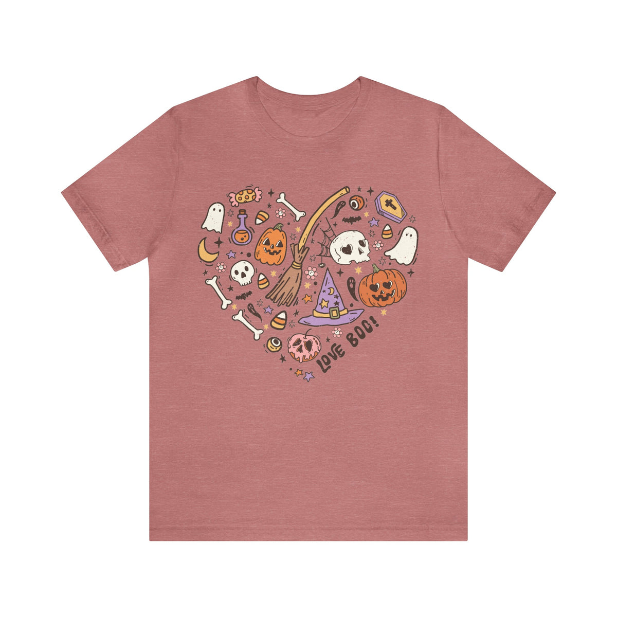 BELLA CANVA T-Shirt Halloween Heart Doodles Cute Halloween Theme Shirt