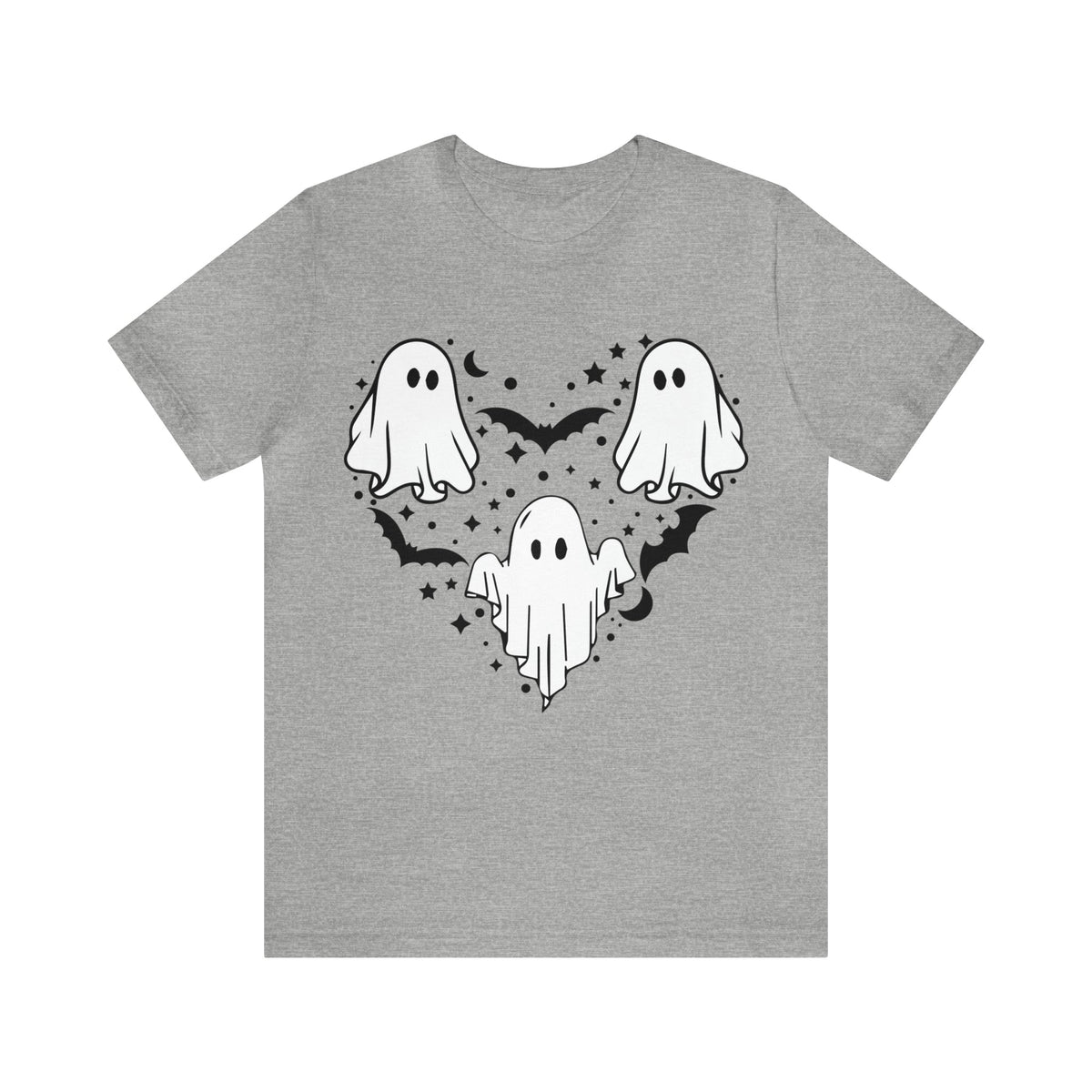 Unisex BELLA CANVA T-Shirt Halloween mystical ghost Doodle Heart Cute Spooky Ghost