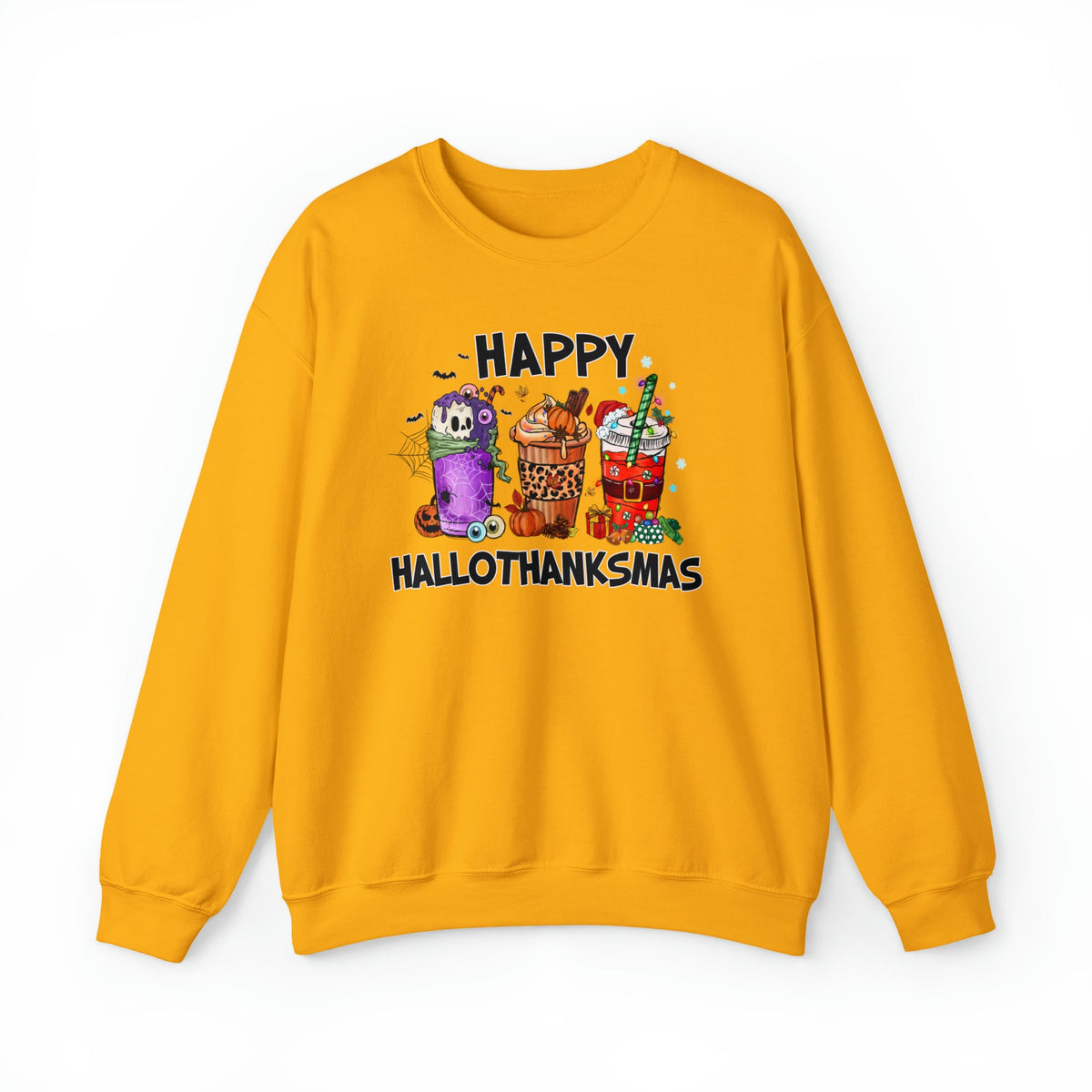 Unisex Sweatshirt HalloThanksMas Drinks Trendy Halloween Thanksgiving Christmas Drinks