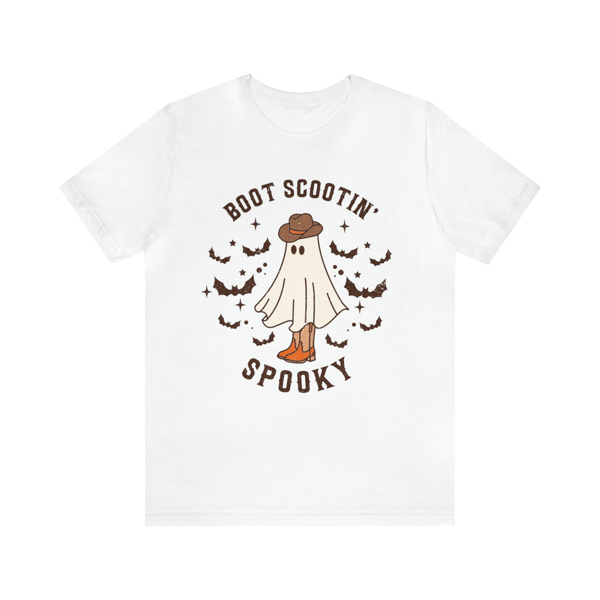 Unisex BELLA CANVA Tshirt Boot Scootin Spooky, Western Halloween Cowboy Ghost