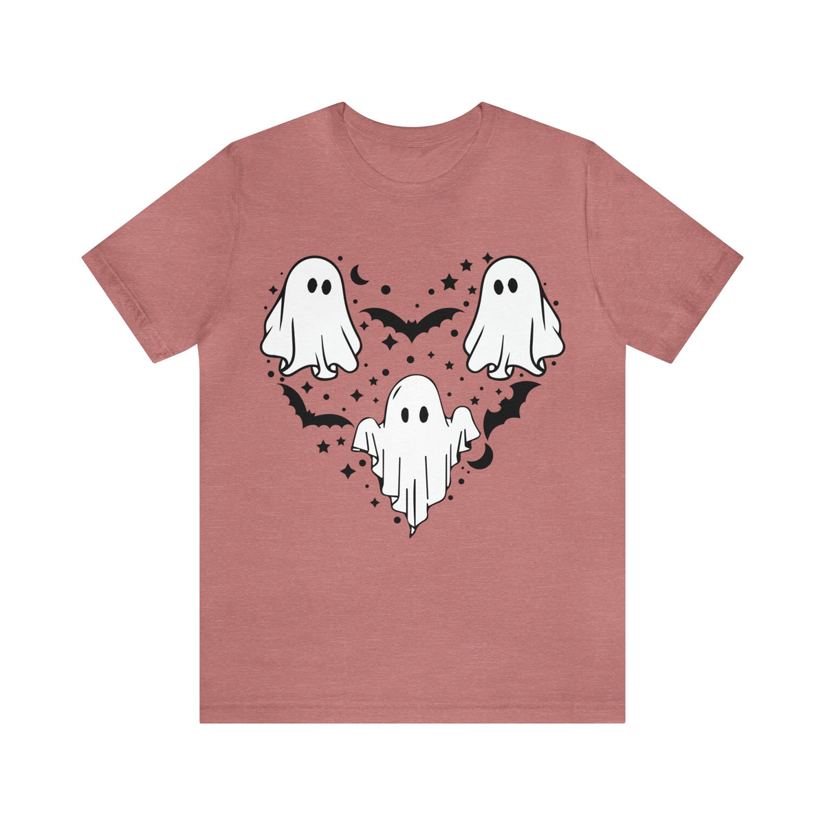 Unisex BELLA CANVA T-Shirt Halloween mystical ghost Doodle Heart Cute Spooky Ghost