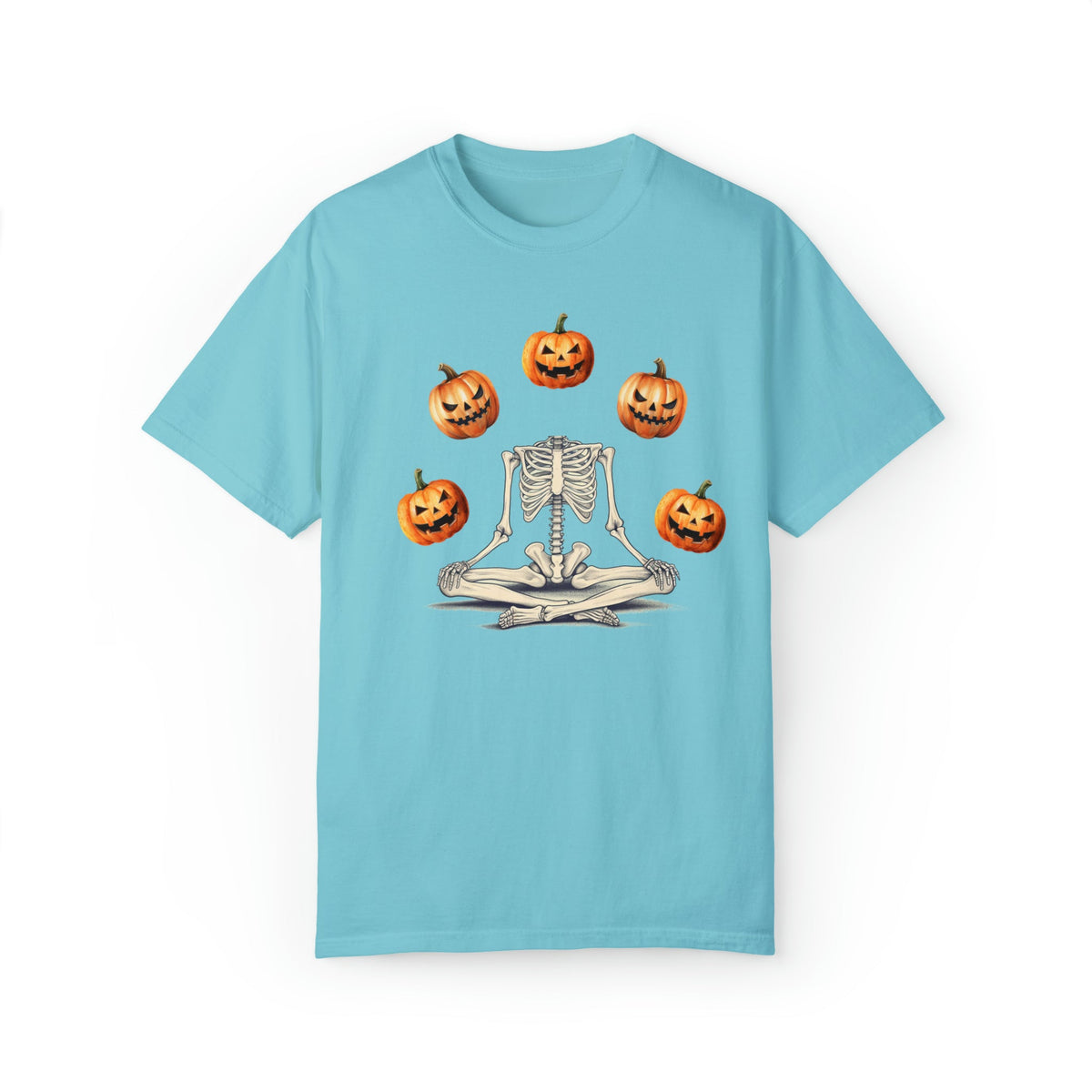 Unisex COMFORT COLORS funny Skeleton pumpkin shirt, ghostly pumpkin autumnal crewneck