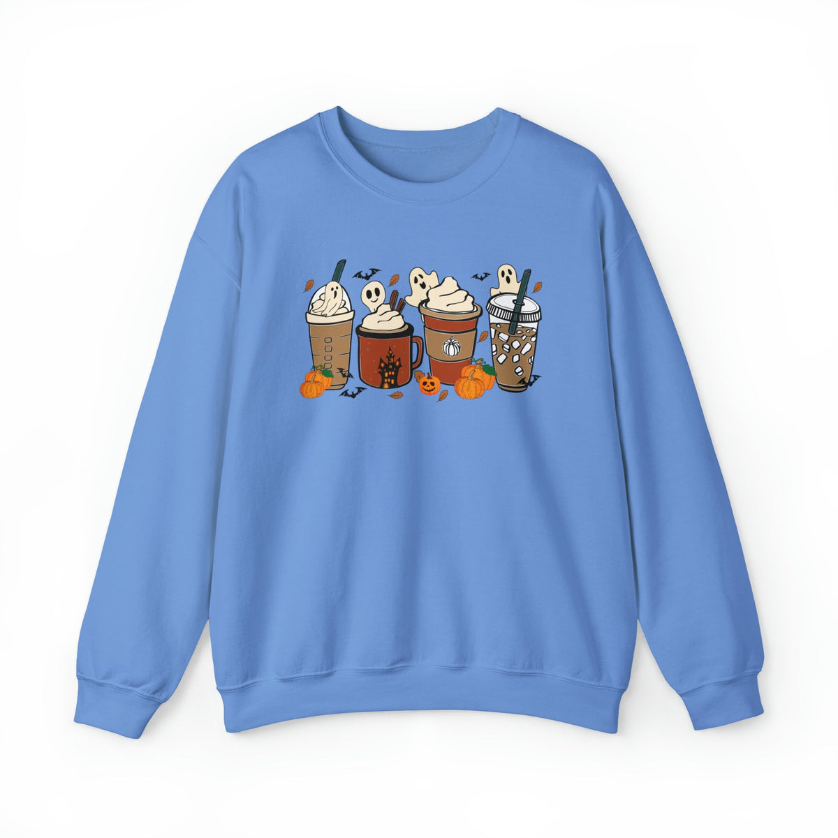 Unisex Sweatshirt Cute Spooky Ghost Coffee, Halloween Pumpkin Spice Fall Drinks Latte