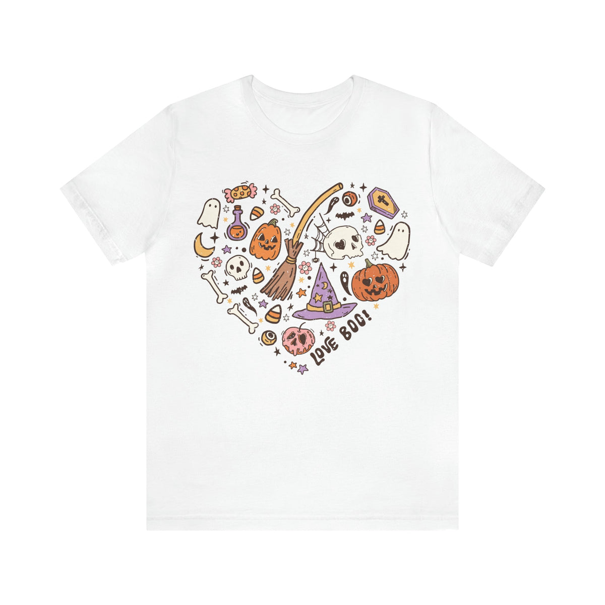 BELLA CANVA T-Shirt Halloween Heart Doodles Cute Halloween Theme Shirt