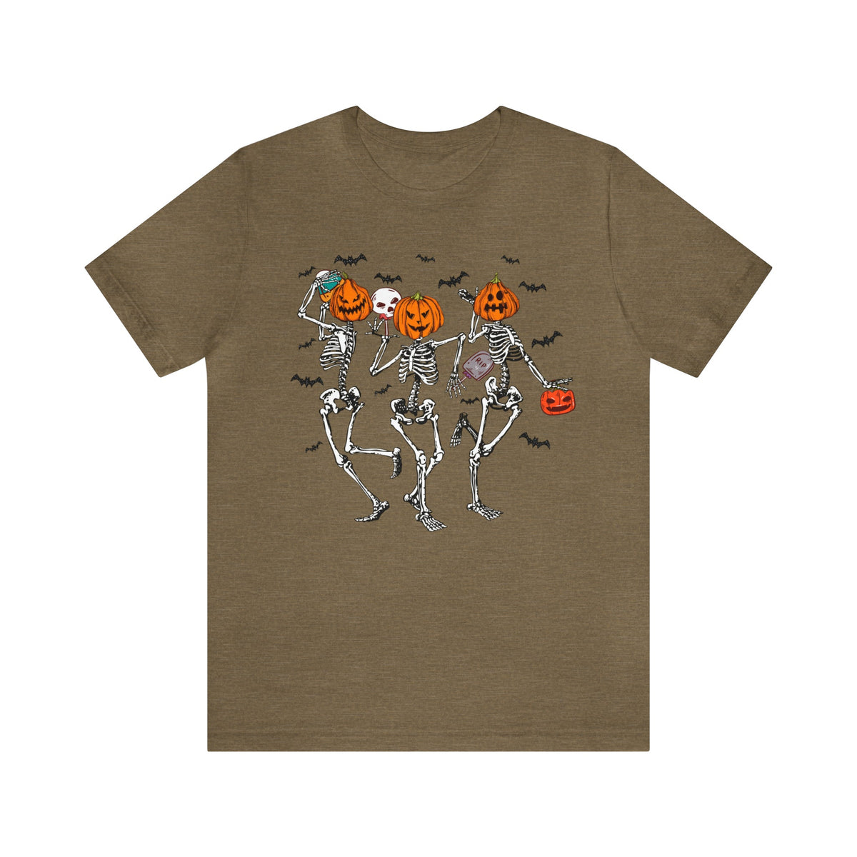 Unisex BELLA CANVA dancing skeletons pumpkin shirt skeletons shirting