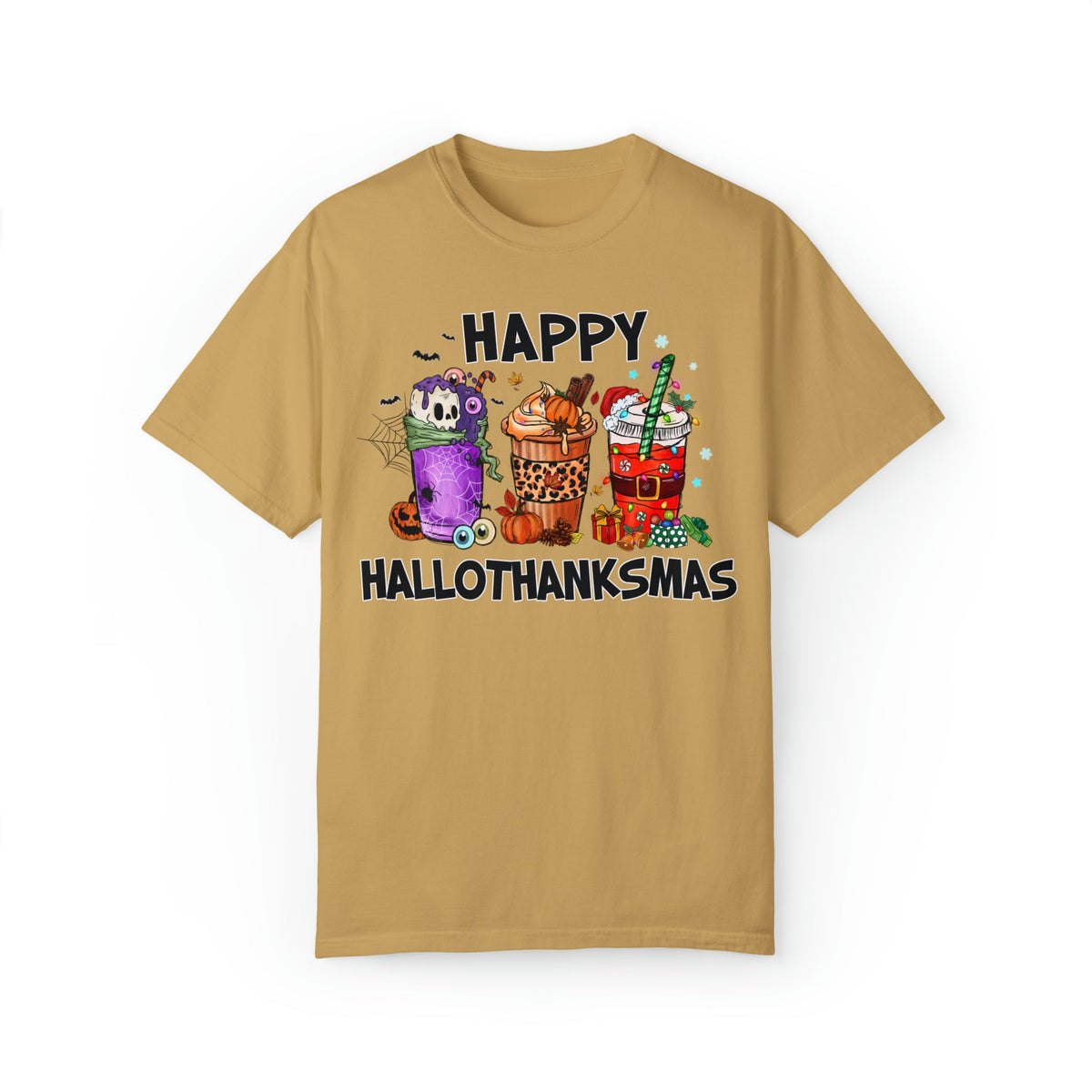 Unisex COMFORT COLORS T-Shirt HalloThanksMas Drinks Tre Thanksg Drinks