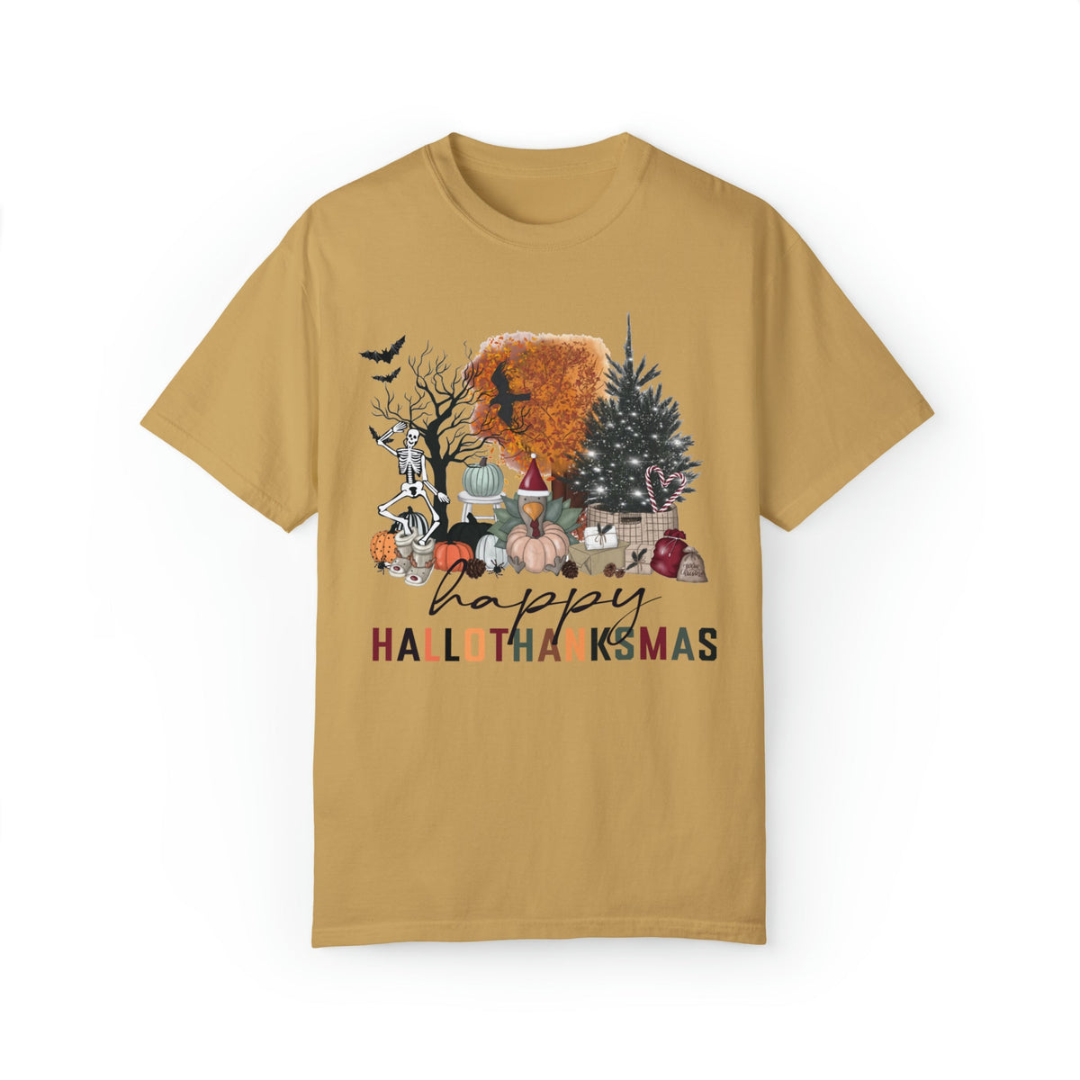 Unisex COMFORT COLORS T-Shirt Happy HalloThanksMas Funny Fall