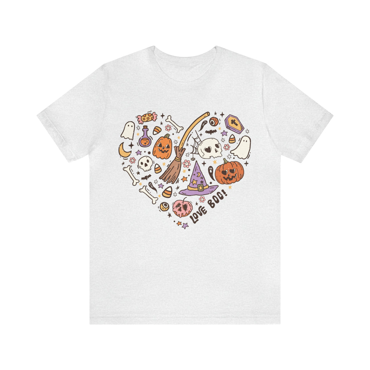 BELLA CANVA T-Shirt Halloween Heart Doodles Cute Halloween Theme Shirt