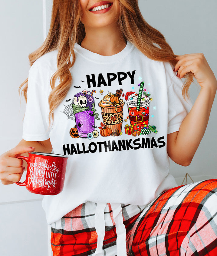 Unisex BELLA CANVA T-Shirt HalloThanksMas Drinks Trendy