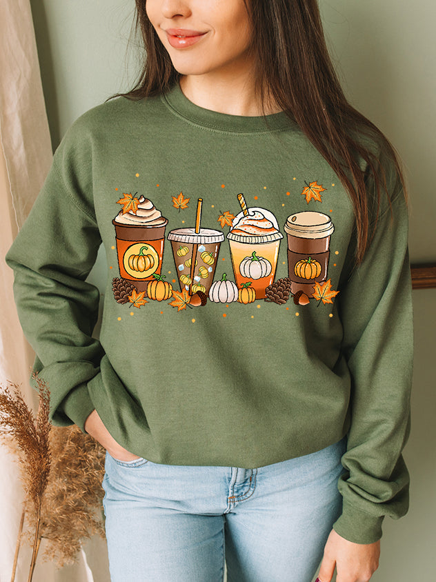 Unisex Sweatshirt Pumpkin Spice Falls Drinks Pumpkin Latte Coffee