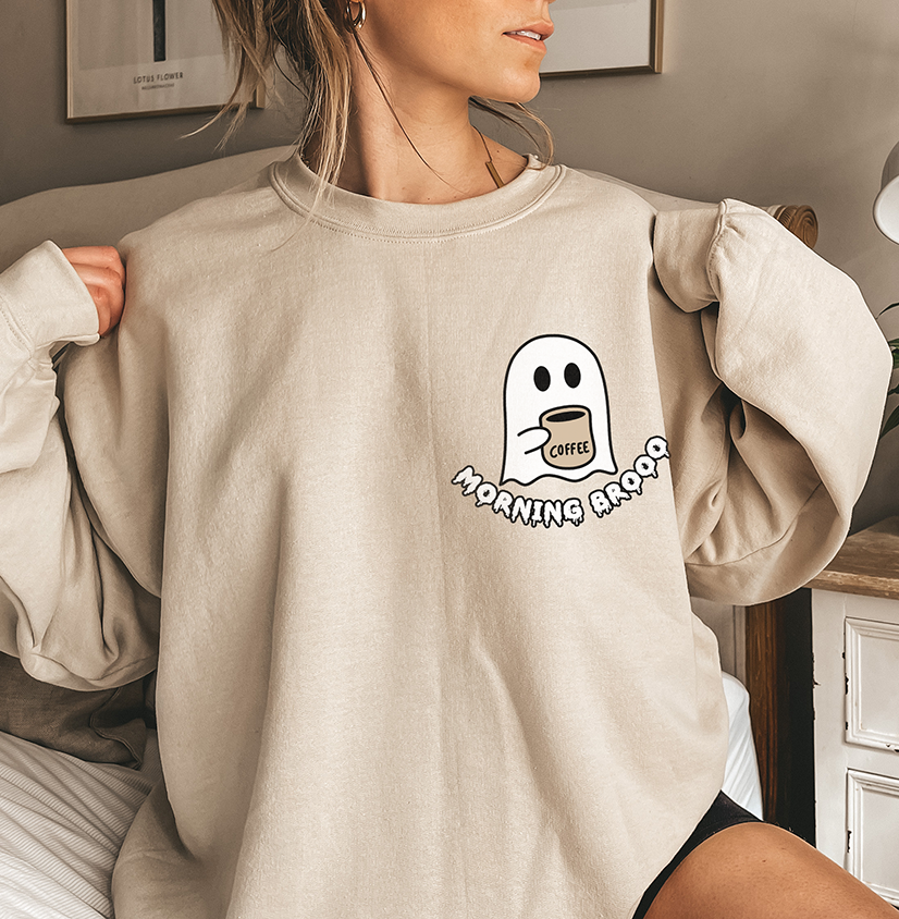 Unisex spooky Cute ghost coffee sweatshirt, Halloween Ghost Coffee Lovers sweatshirt