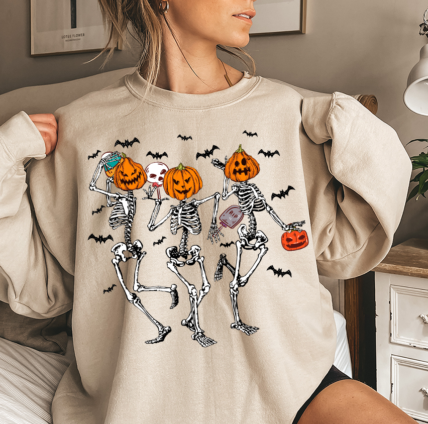 Unisex Sweatshirt Dancing Skeleton Halloween Sweatshirt spooky season