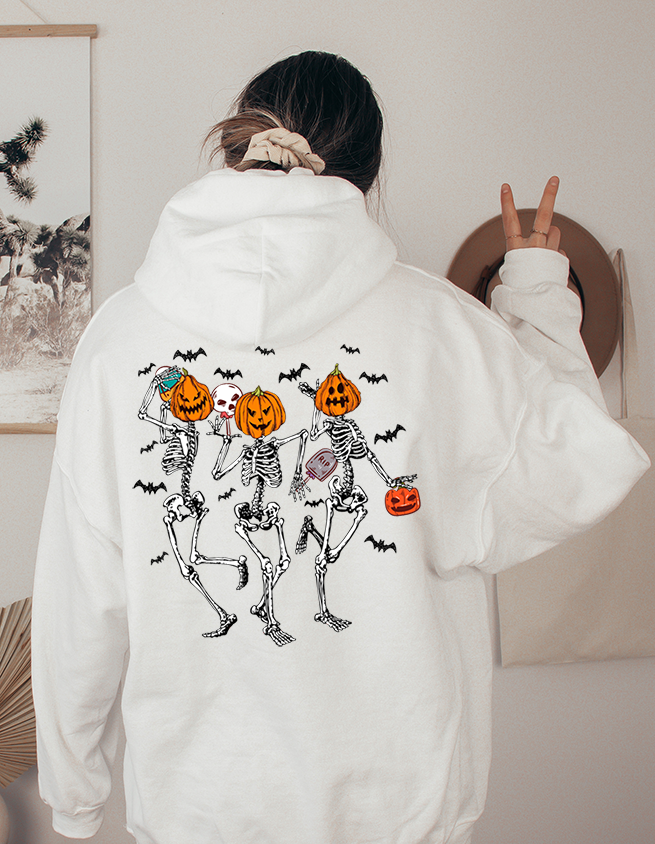 Unisex Hoodie Dancing Skeleton Halloween hoodie, spooky season pumpkin autumnal crewneck