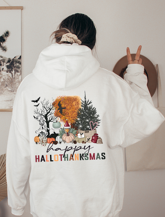 Unisex HOODIE Happy HalloThanksMas Funny Fall