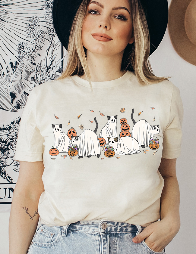 Unisex BELLA CANVA Cute Cat Ghosts