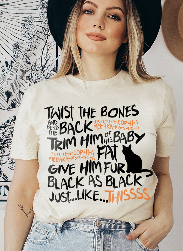 Unisex BELLA CANVA twist the bone witch spell shirt, black cat lover shirt, witching funny shirt