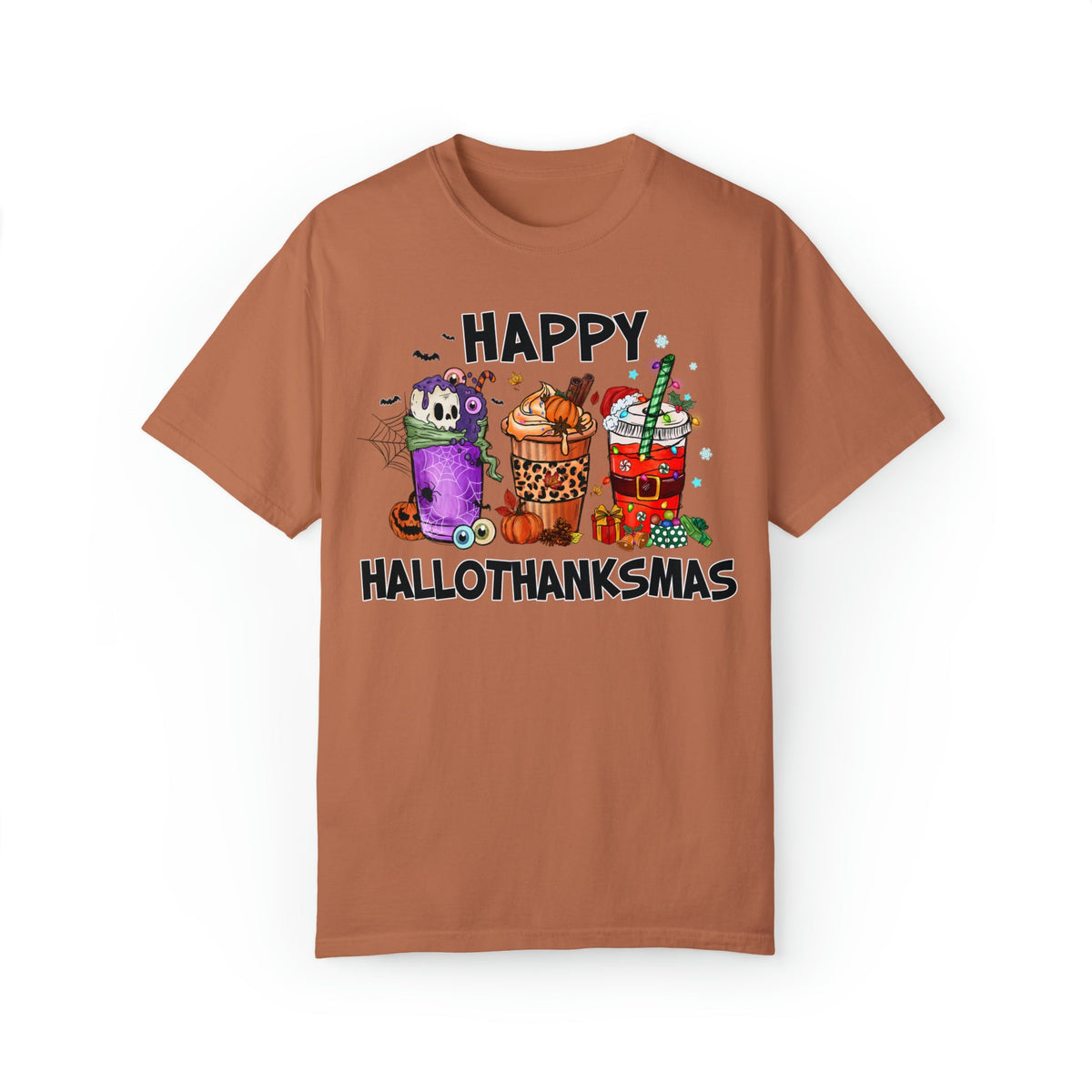 Unisex COMFORT COLORS T-Shirt HalloThanksMas Drinks Tre Thanksg Drinks