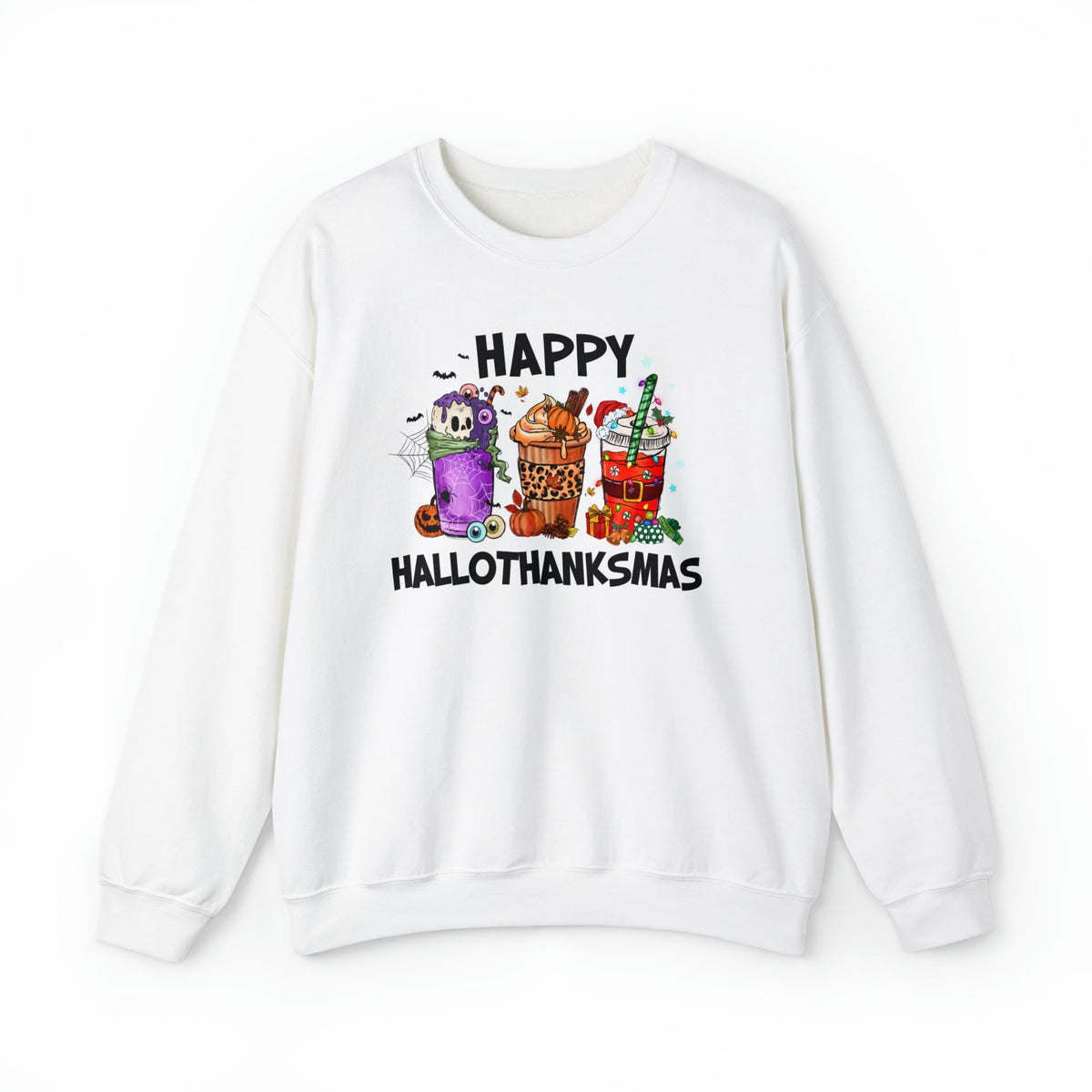 Unisex Sweatshirt HalloThanksMas Drinks Trendy Halloween Thanksgiving Christmas Drinks