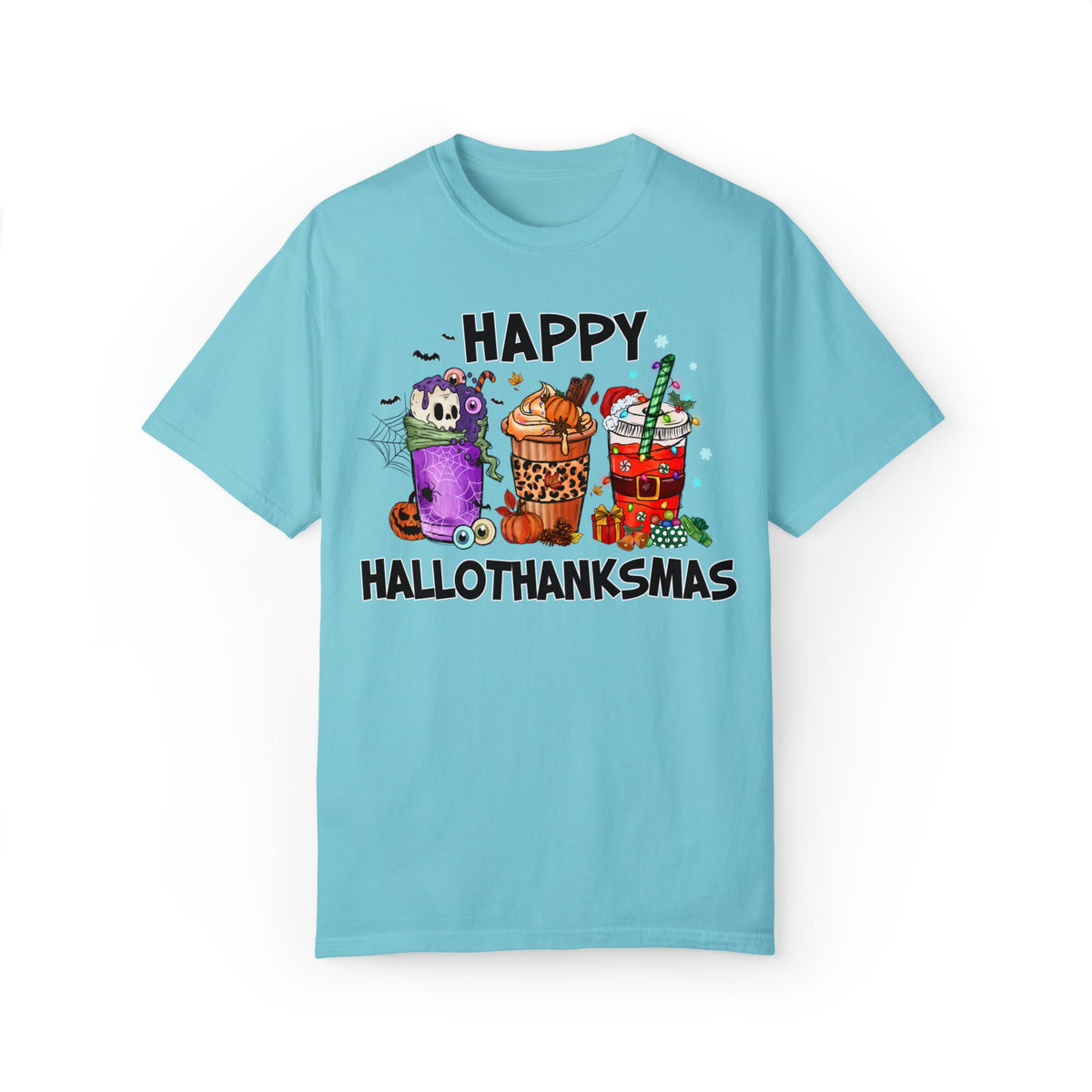 Unisex COMFORT COLORS T-Shirt HalloThanksMas Drinks Tre Thanksg Drinks