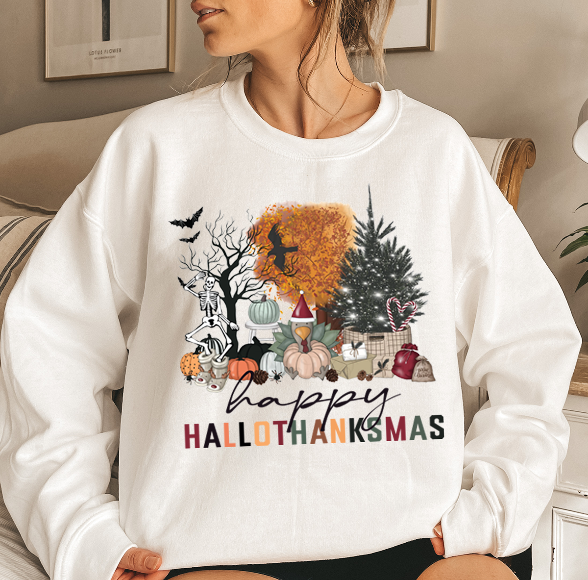 Unisex Sweatshirt Happy HalloThanksMas Funny Fall